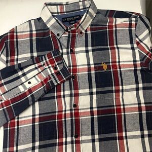 U.S. Polo Assn. Blue/Red Plaid Flannel Long Sleeve Shirt Size Medium